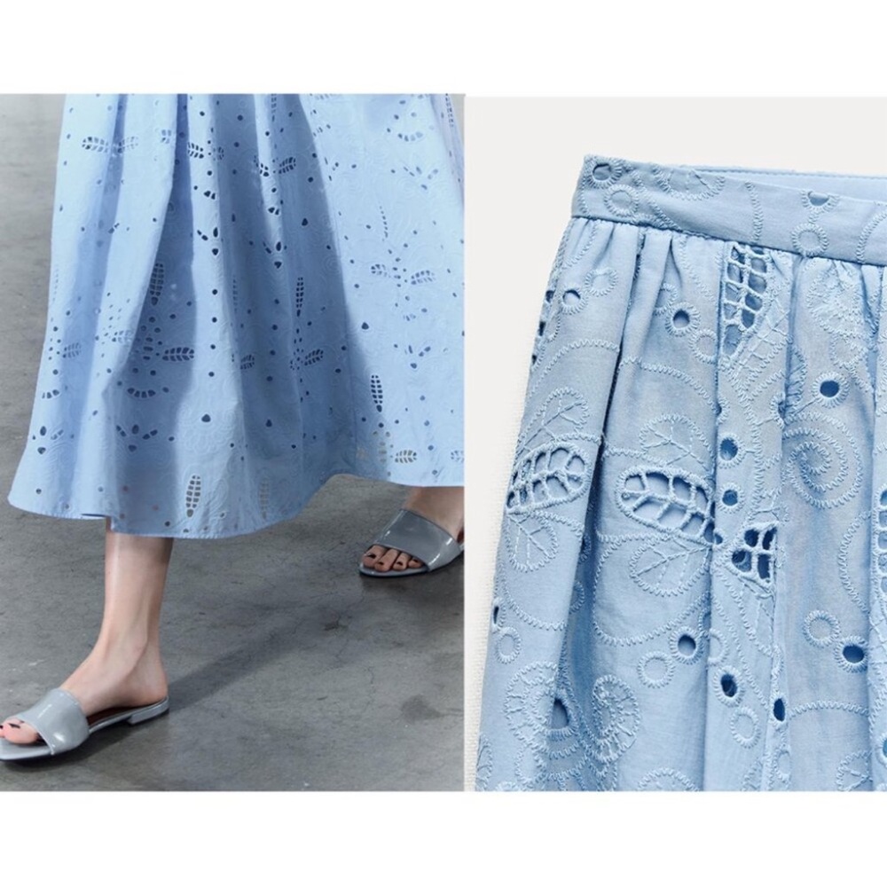 ZARA falda Cutout Eyelet Embroidered Skirt - Picture 3 of 3
